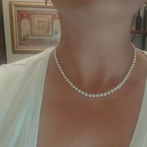 Classic Real Pearl Necklace, 14kt GOLD